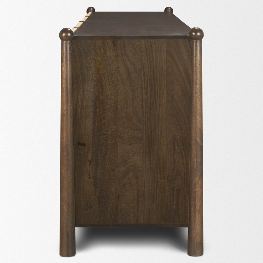 Delphia Coastal Beach Dark Brown Wood Woven Rope Sideboard|