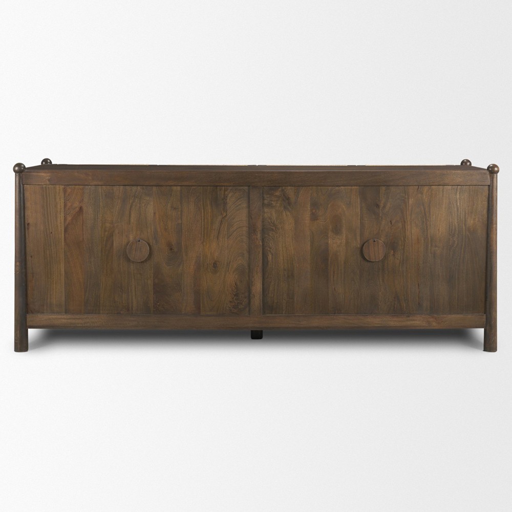 Delphia Coastal Beach Dark Brown Wood Woven Rope Sideboard|