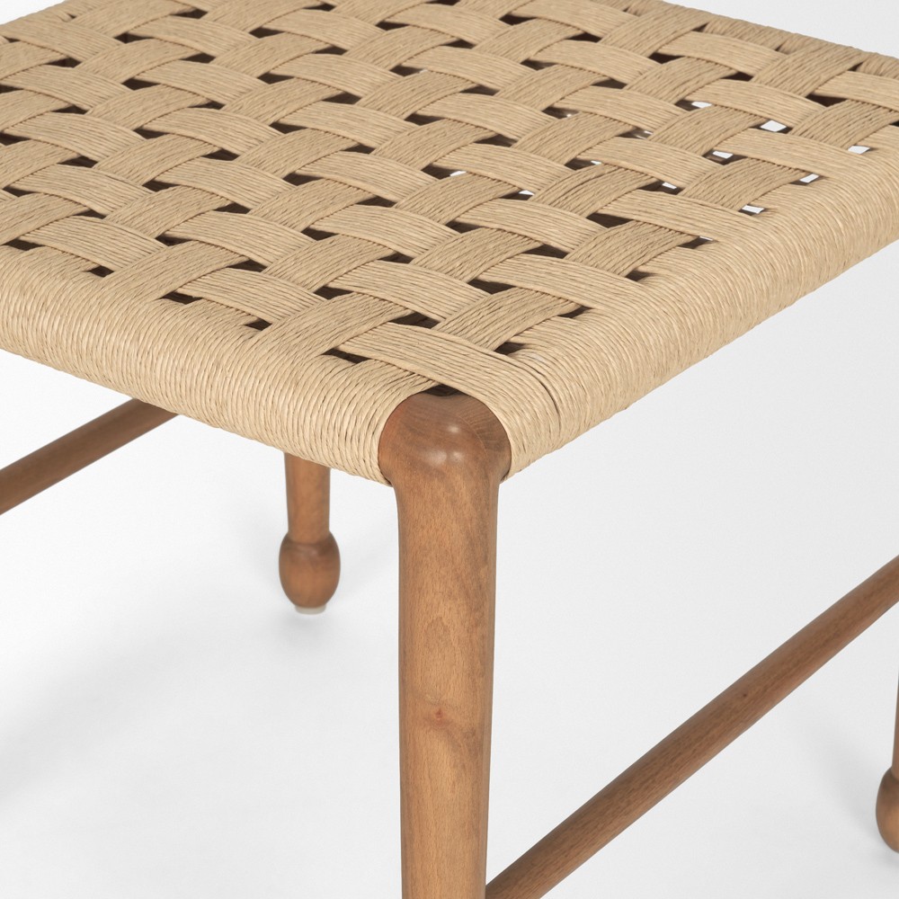 Amael Coastal Beach Brown Wood Woven Rope Dining Chair|