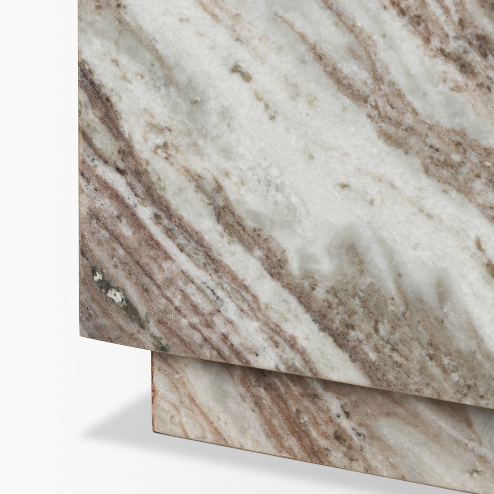 Aurelien Modern Classic Pink Marble Rectangular Block Coffee Table|