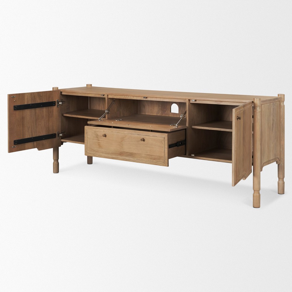Joffrey Updated Traditional Brown Wood Media Cabinet - 72"|