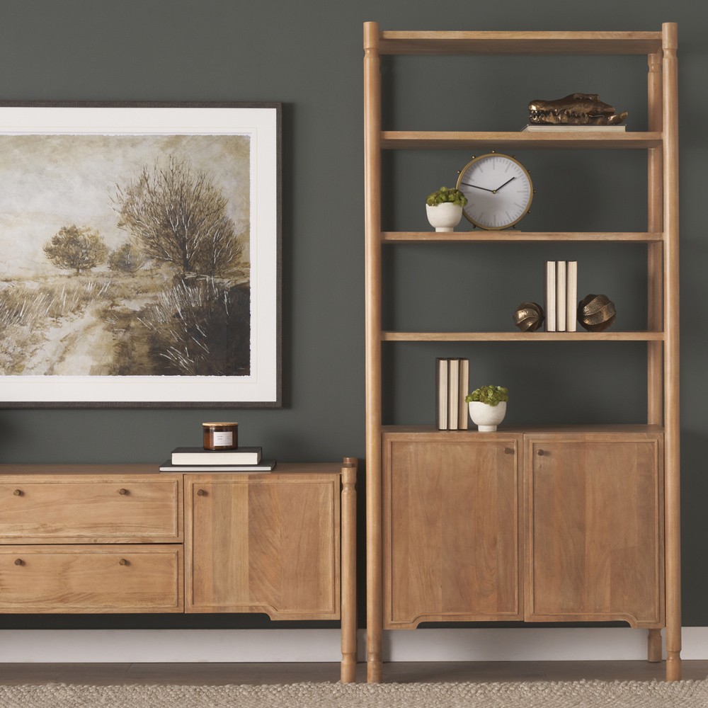 Joffrey Updated Traditional Brown Wood Bookcase|