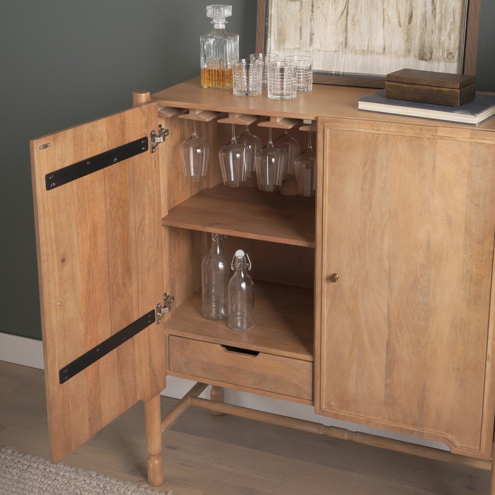Joffrey Updated Traditional Brown Wood Bar Cabinet|