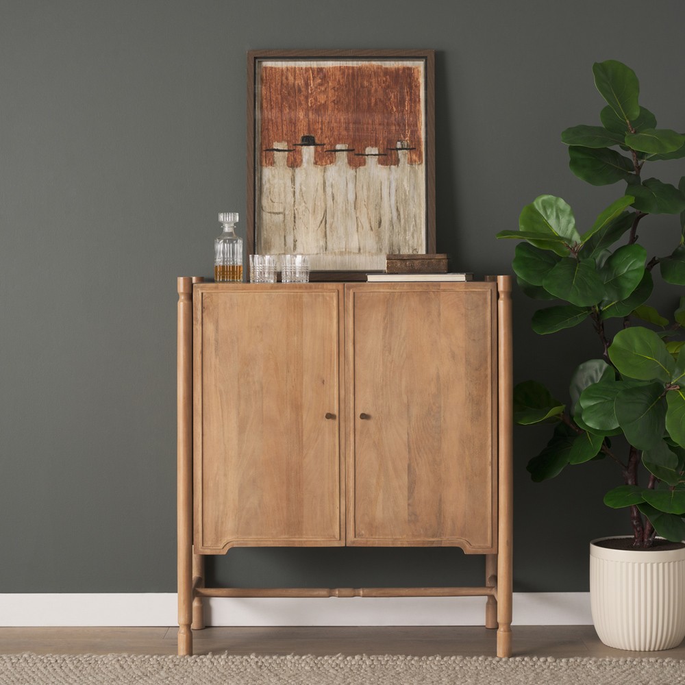 Joffrey Updated Traditional Brown Wood Bar Cabinet|