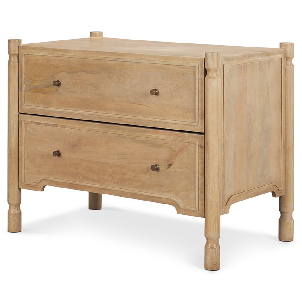 Joffrey Updated Traditional Brown Wood Wide Nightstand|
