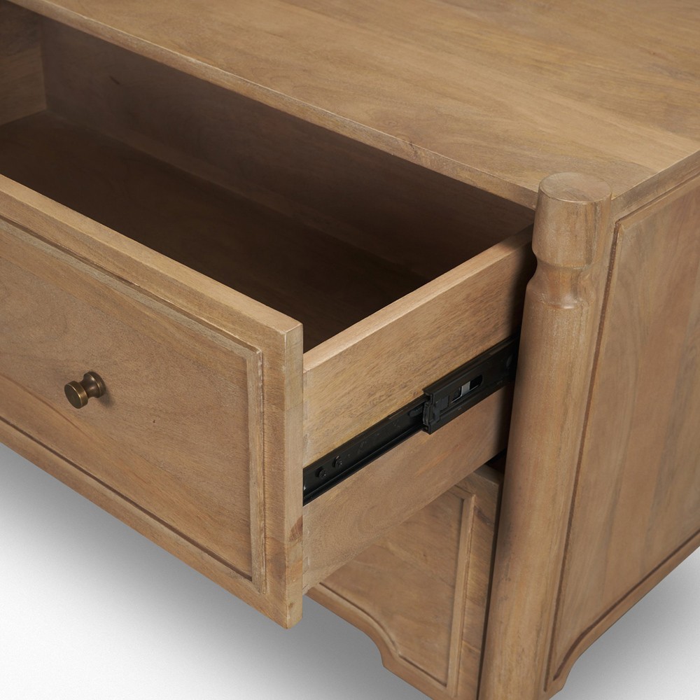 Joffrey Updated Traditional Brown Wood Wide Nightstand|