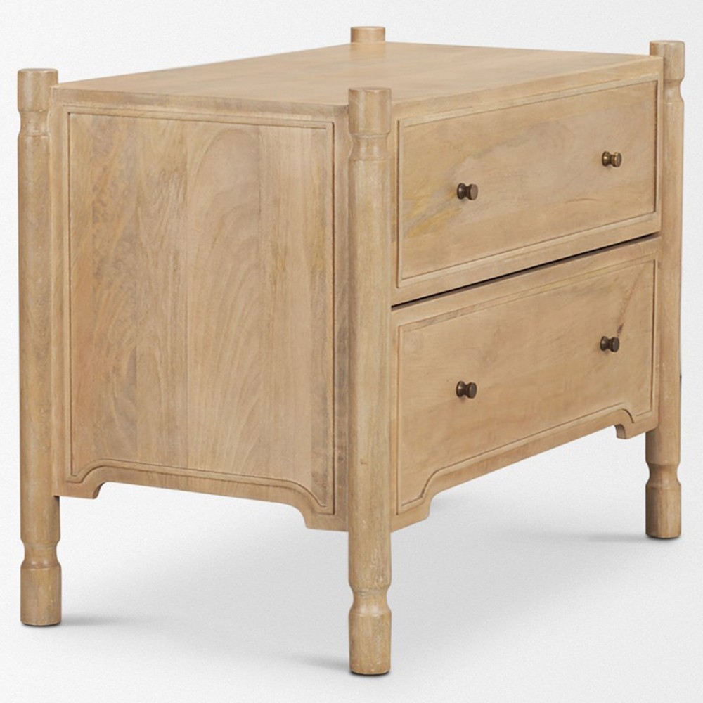 Joffrey Updated Traditional Brown Wood Wide Nightstand|