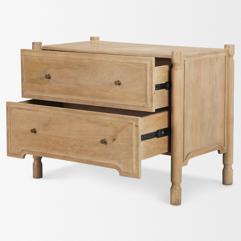 Joffrey Updated Traditional Brown Wood Wide Nightstand|