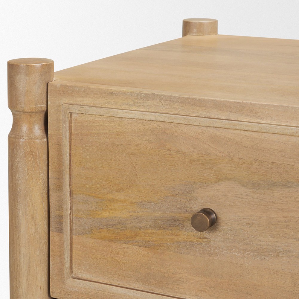 Joffrey Updated Traditional Brown Wood Wide Nightstand|