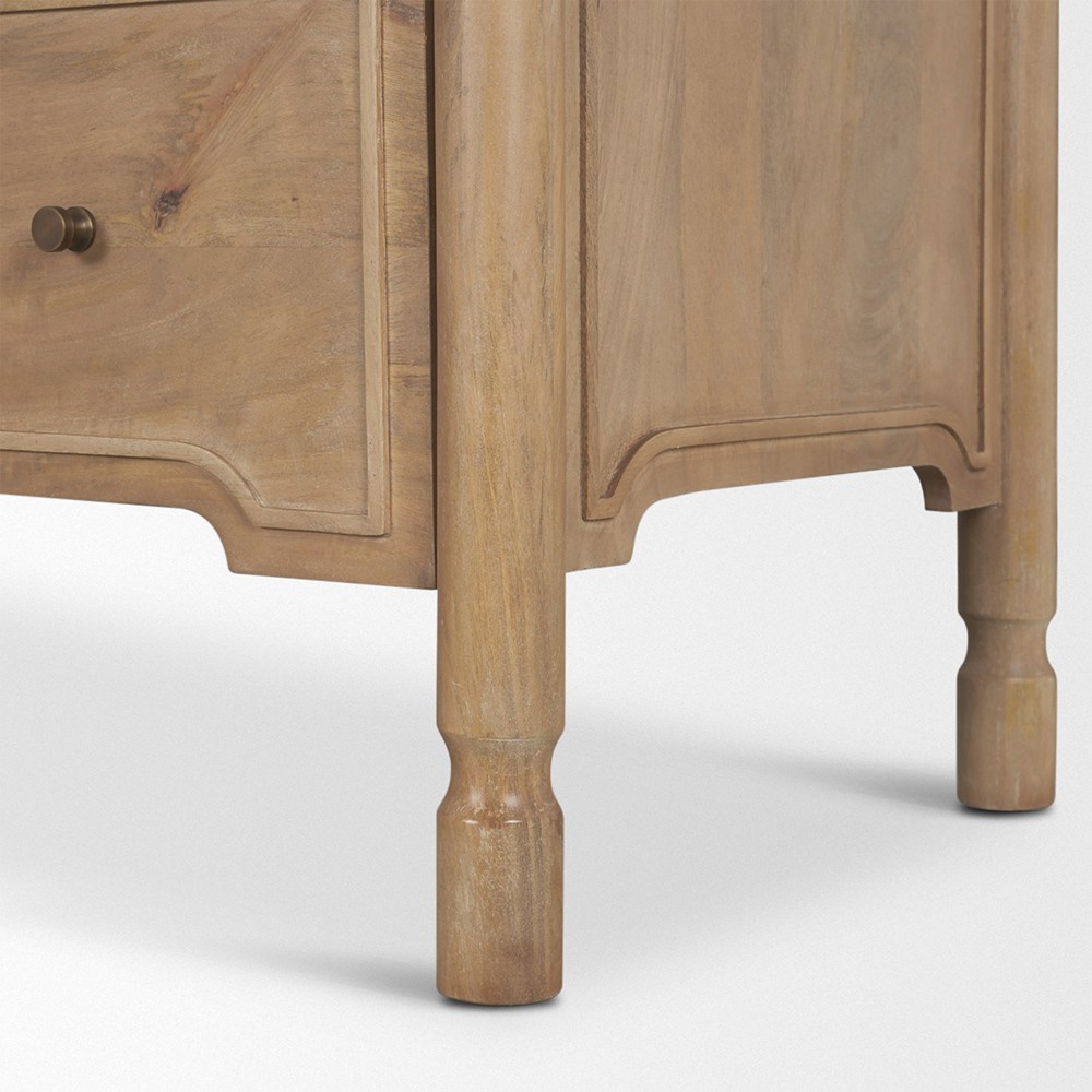 Joffrey Updated Traditional Brown Wood Wide Nightstand|