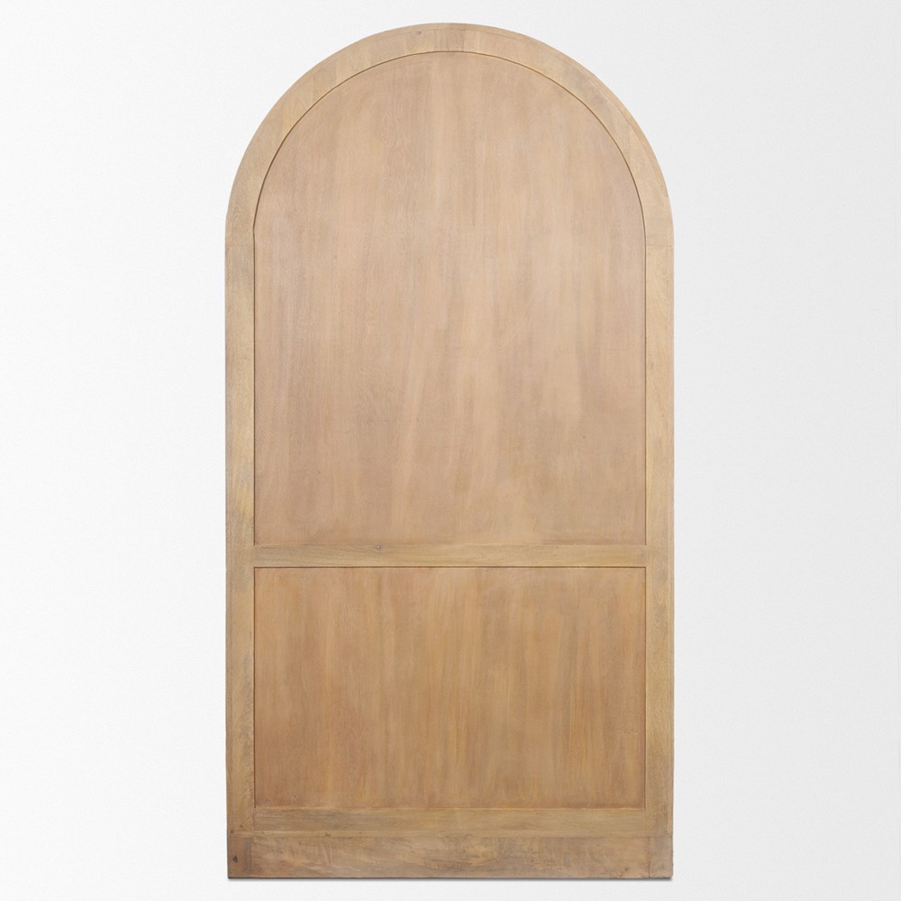 Vanessa Modern Classic Light Brown Wood Glass Arch Display Case|