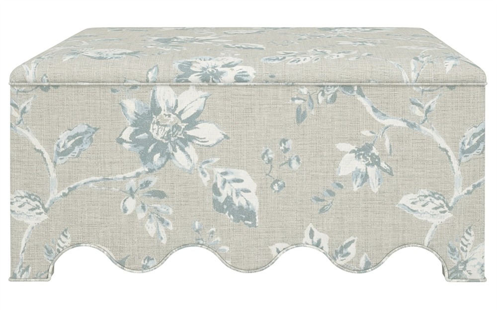 Worlds Away Miriam Garden Mist Sunbrella Interiors Ottoman|