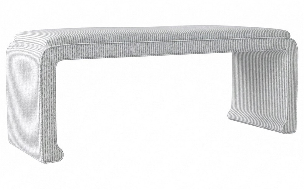 Worlds Away Edith Sea Breeze Sunbrella Interiors Bench|