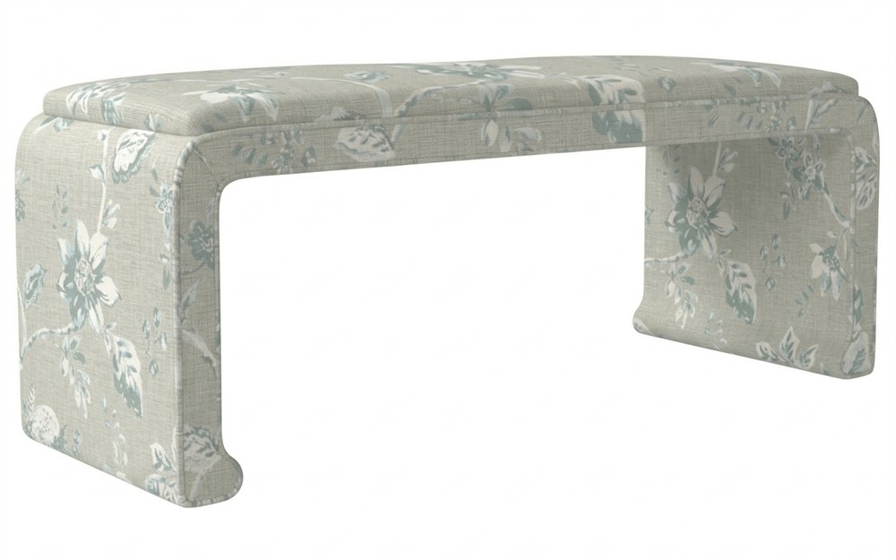 Worlds Away Edith Garden Mist Sunbrella Interiors Bench|