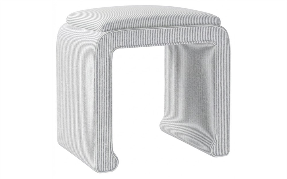 Worlds Away Edith Sea Breeze Sunbrella Interiors Stool|