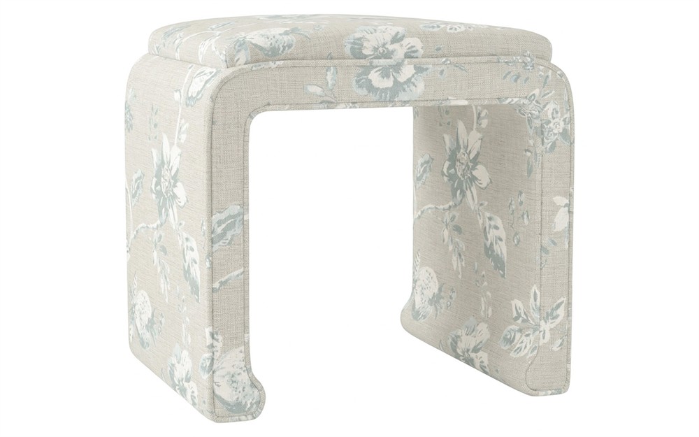 Worlds Away Edith Garden Mist Sunbrella Interiors Stool|