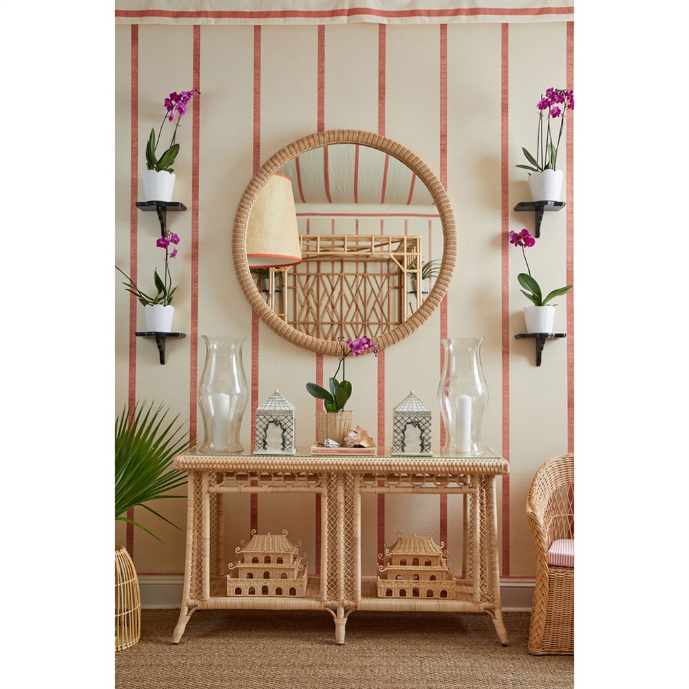 Rosie Coastal Beach Natural Rattan Round Wall Mirror|