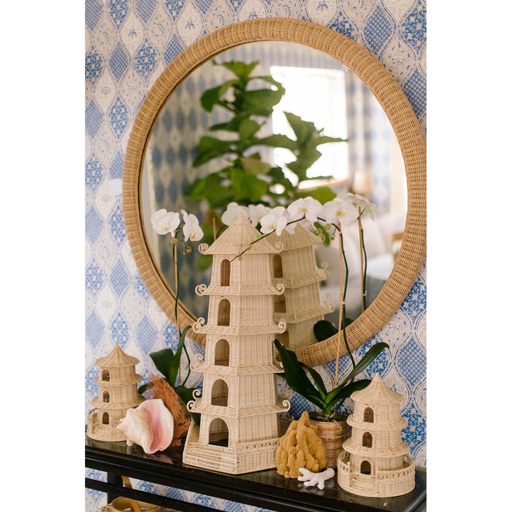 Rosie Coastal Beach Natural Rattan Round Wall Mirror|