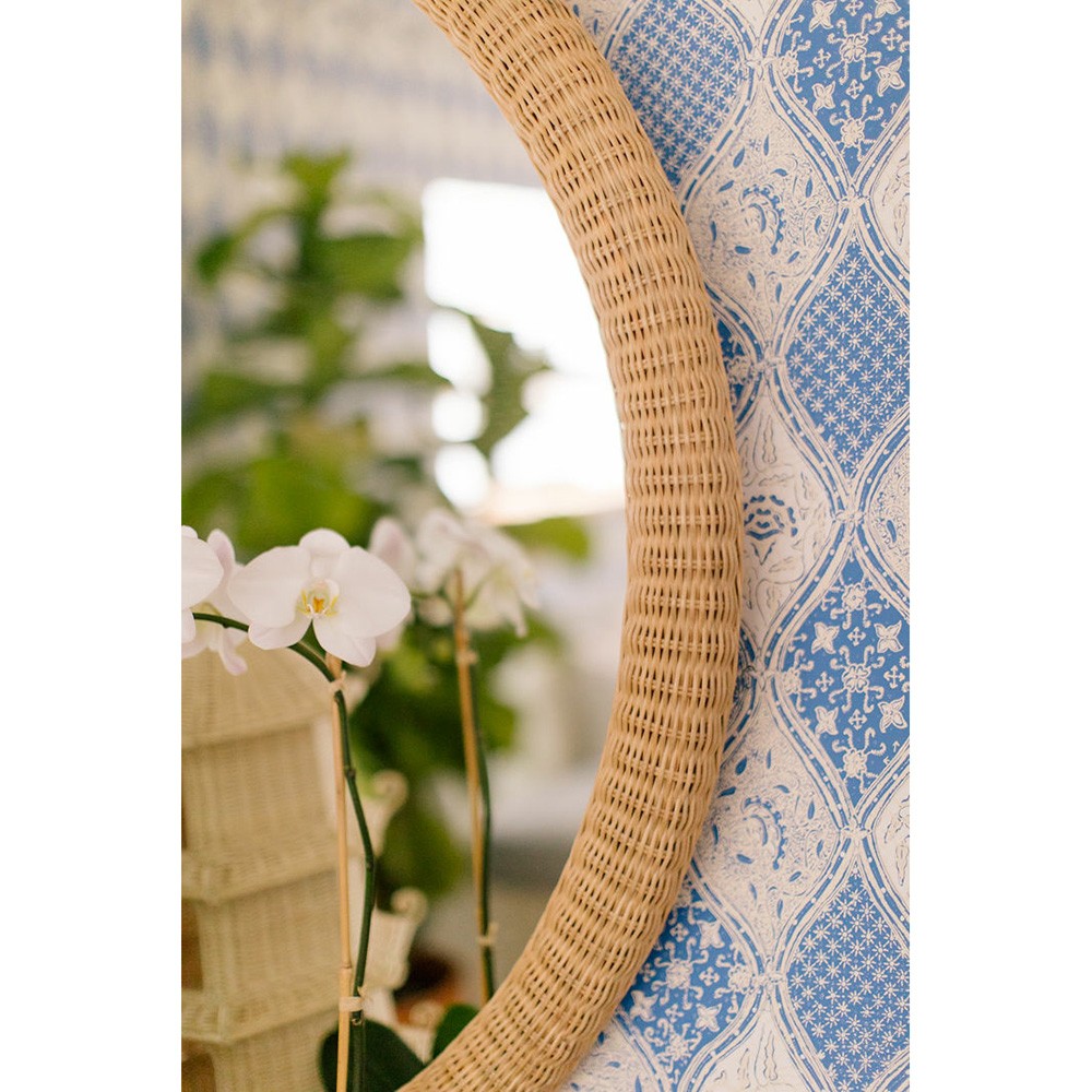 Rosie Coastal Beach Natural Rattan Round Wall Mirror|