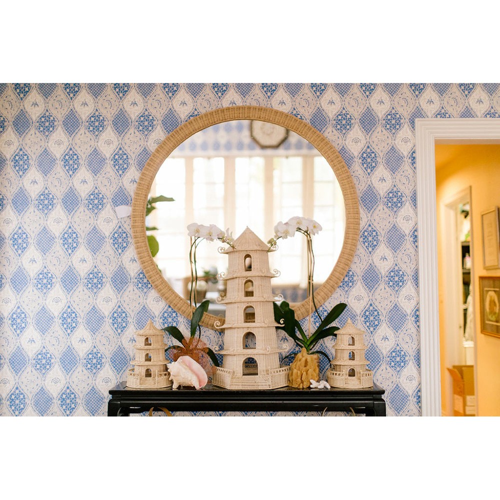 Rosie Coastal Beach Natural Rattan Round Wall Mirror|