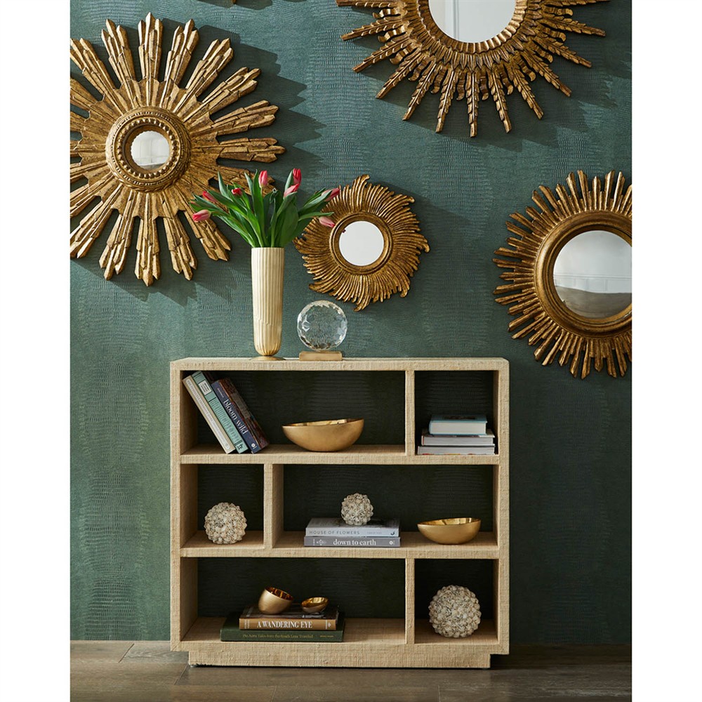 Vivi Updated Traditional Antique Gold Wood Sunburst Wall Mirror|