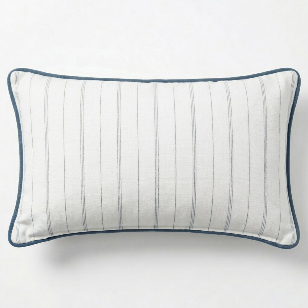 Franca Chambray Blue Indoor Outdoor Lumbar Pillow - 12x20 20X20