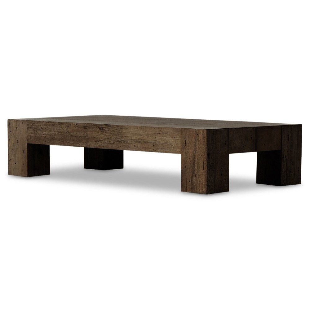 Oliver Rustic Lodge Dark Brown Oak Rectangular Coffee Table|