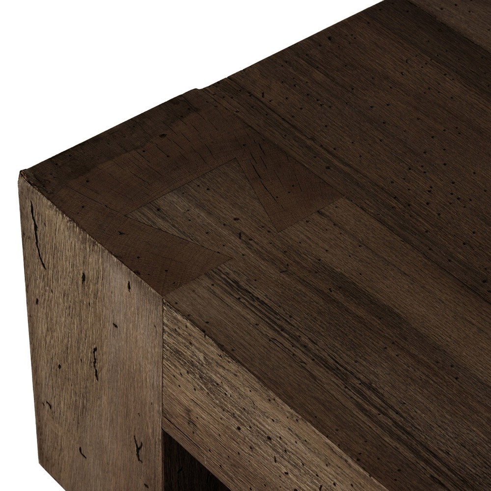 Oliver Rustic Lodge Dark Brown Oak Rectangular Coffee Table|