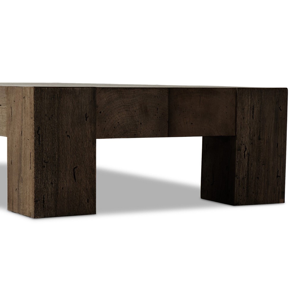 Oliver Rustic Lodge Dark Brown Oak Rectangular Coffee Table|