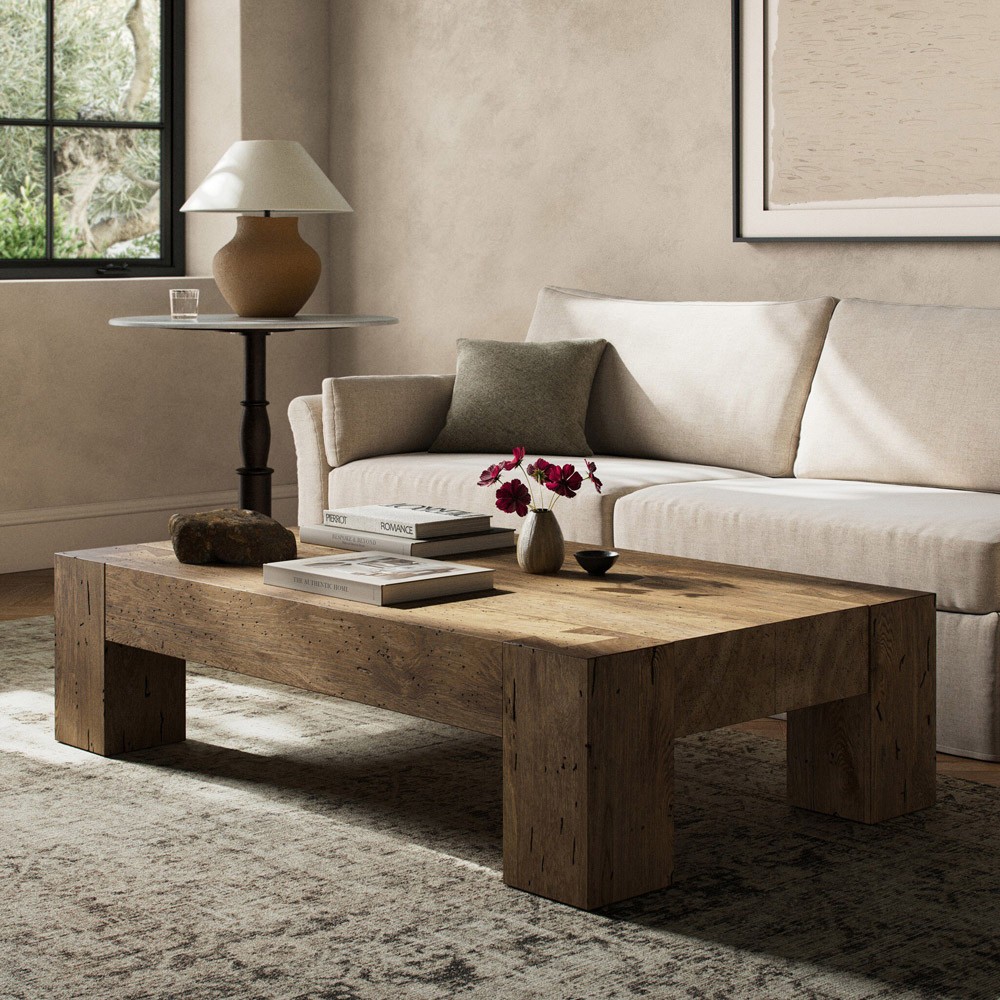 Oliver Rustic Lodge Brown Oak Rectangular Coffee Table|