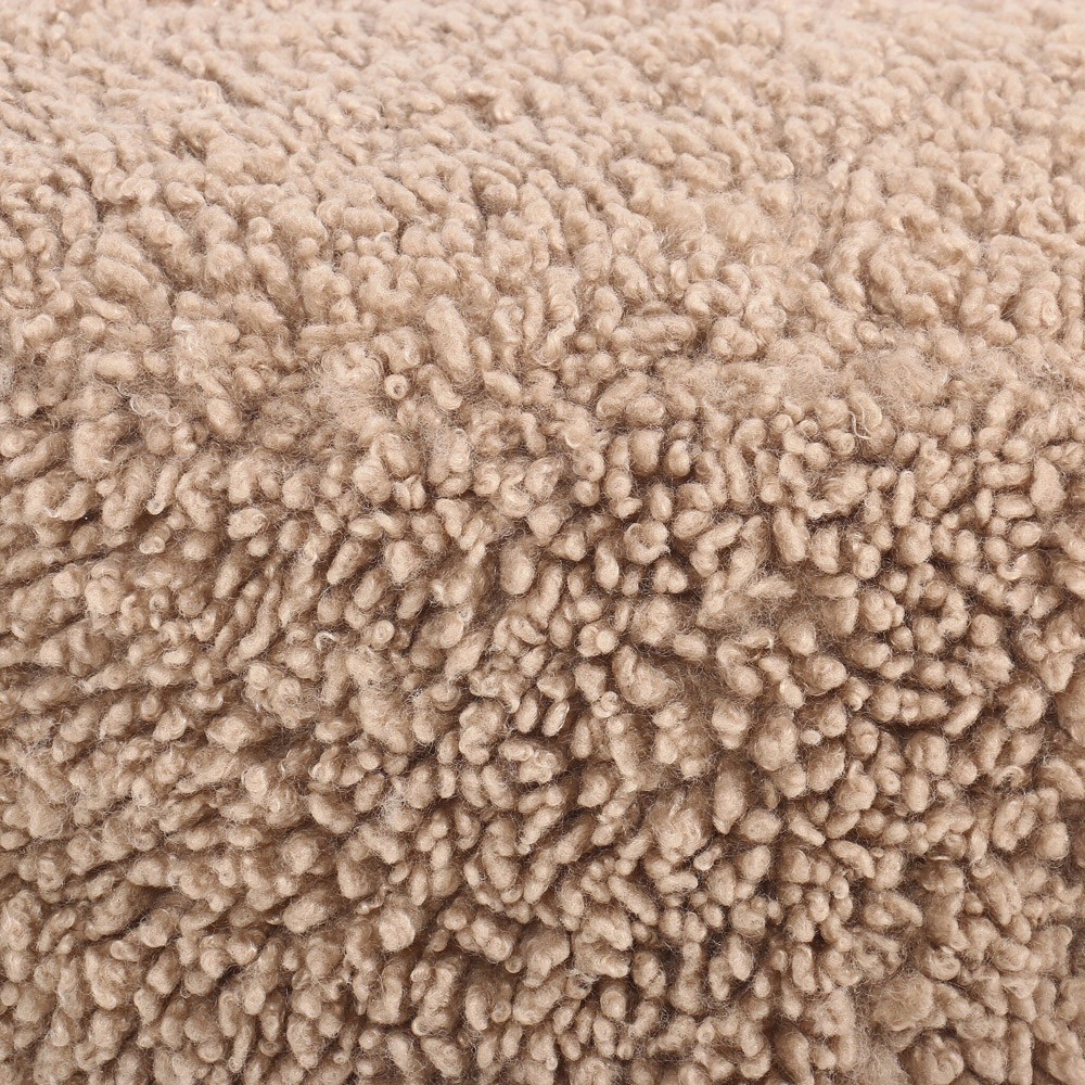 Waverly Modern Classic Beige Faux Shearling Round Ottoman|