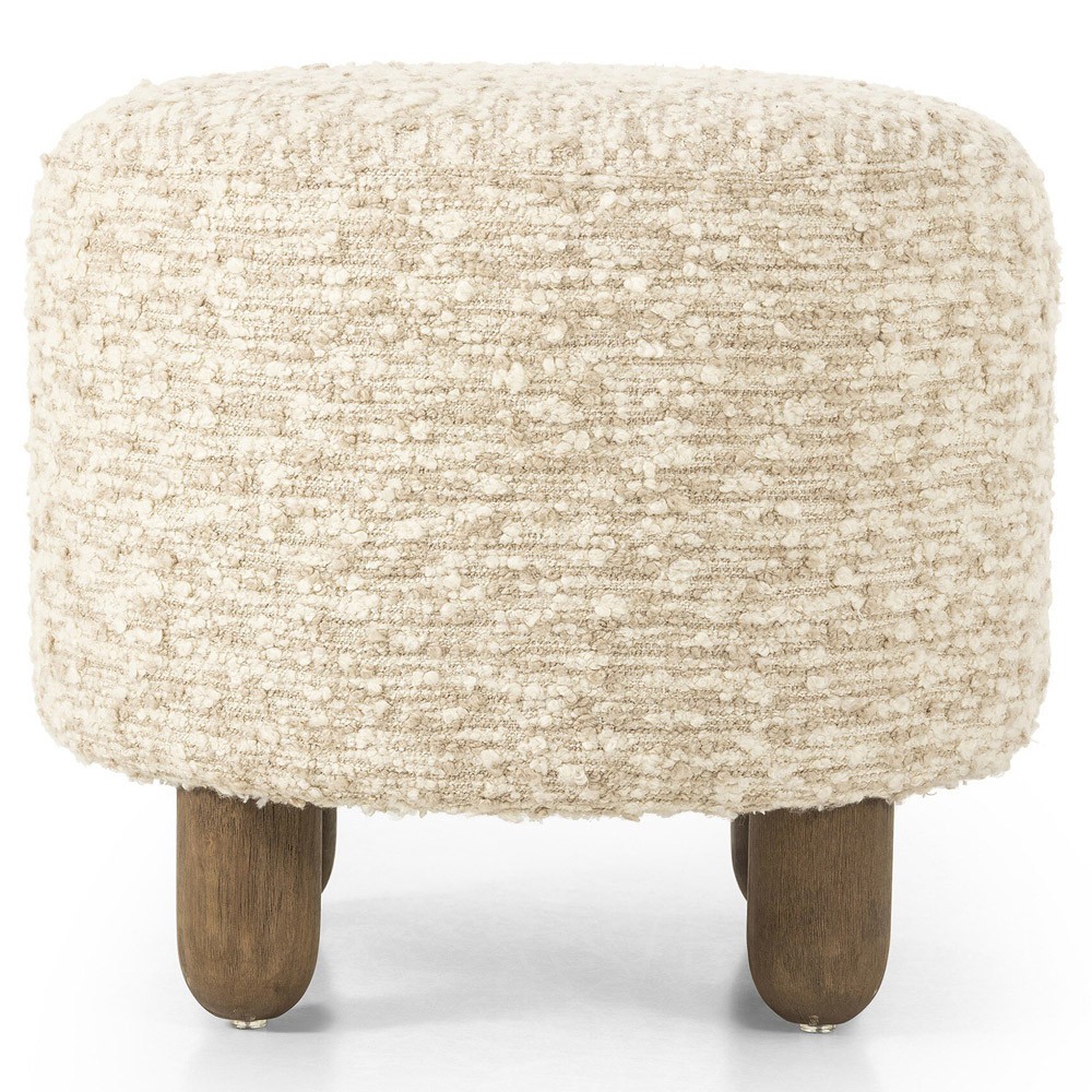 Waverly Modern Classic Cream Boucle Round Ottoman|