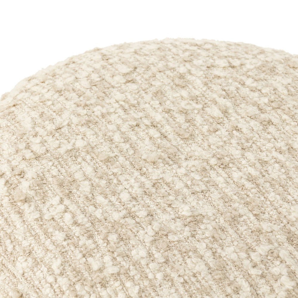 Waverly Modern Classic Cream Boucle Round Ottoman|