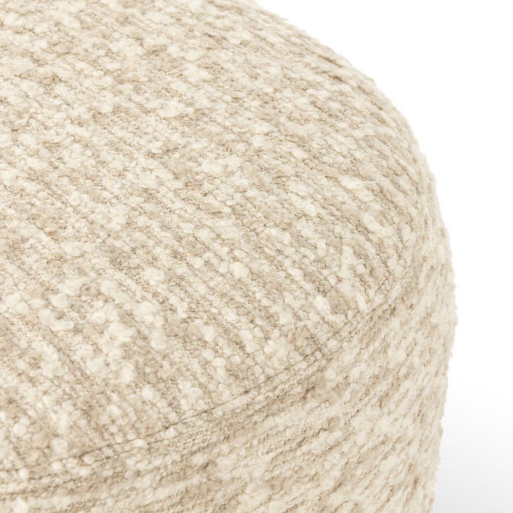 Waverly Modern Classic Cream Boucle Round Ottoman|