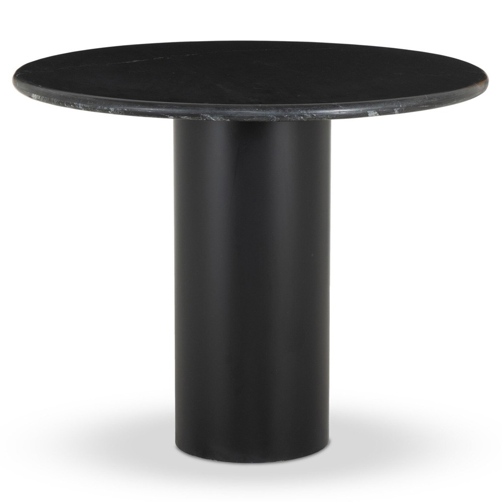 Gary French Country Black Marble Round Dining Table - 38"|