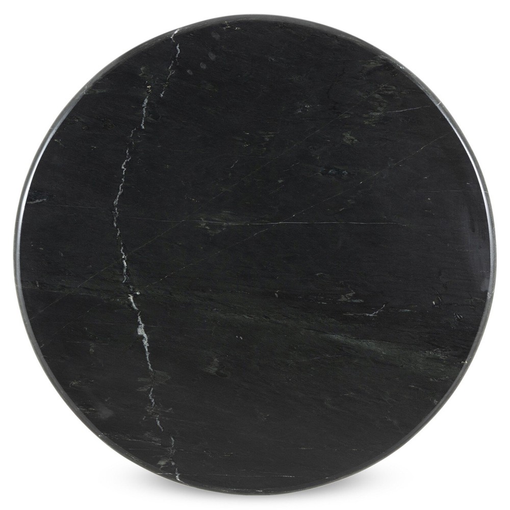 Gary French Country Black Marble Round Dining Table - 38"|