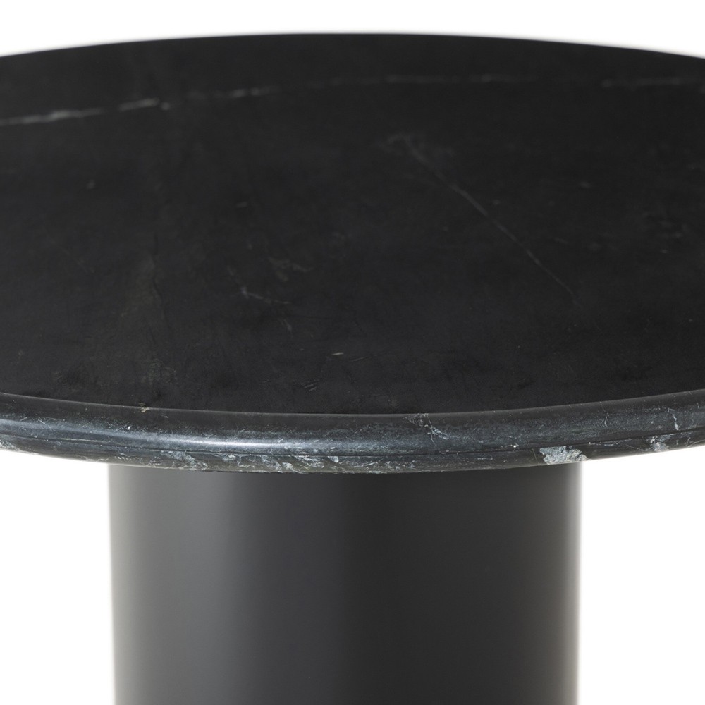 Gary French Country Black Marble Round Dining Table - 38"|