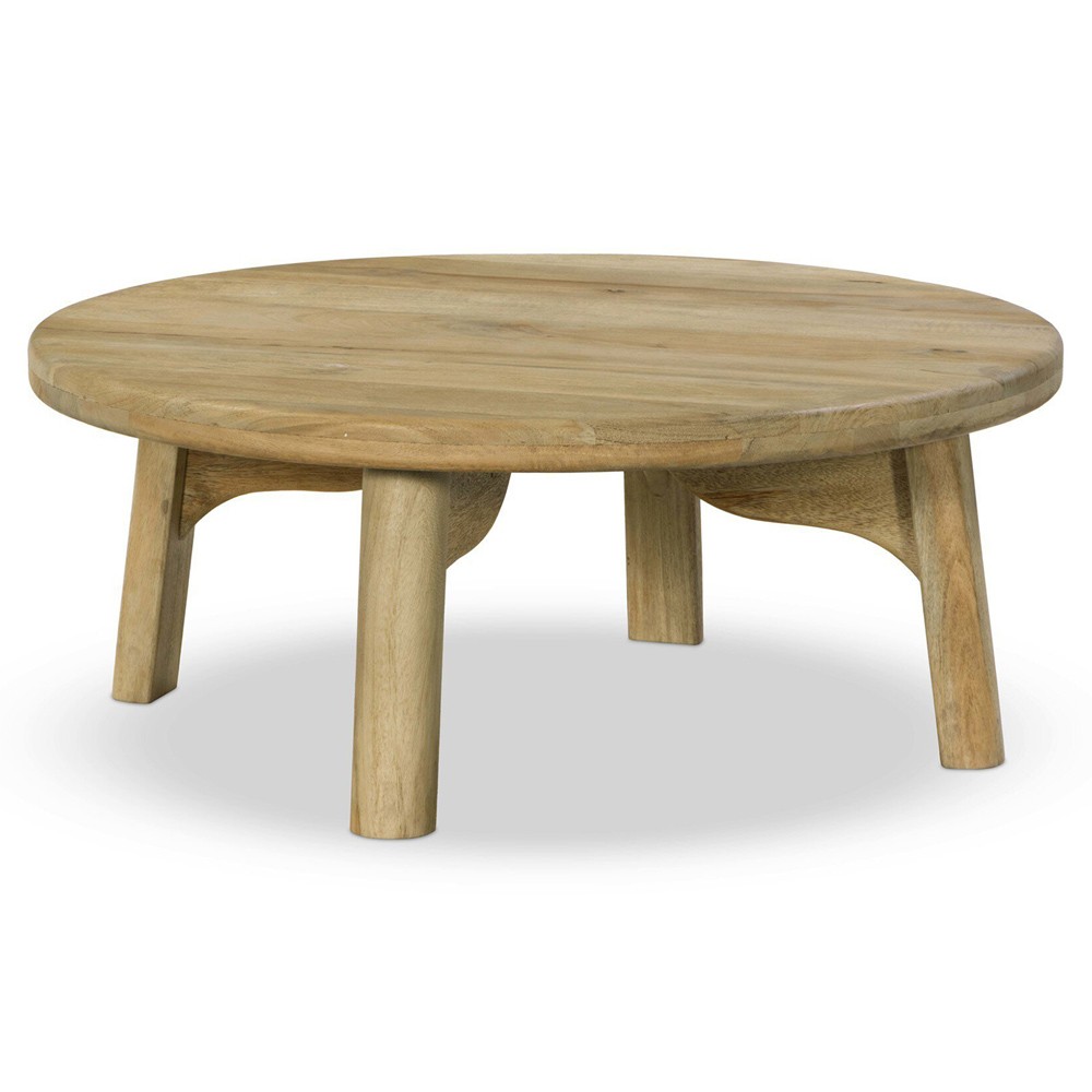 Daley Coastal Beach Natural Mango Round Coffee Table|