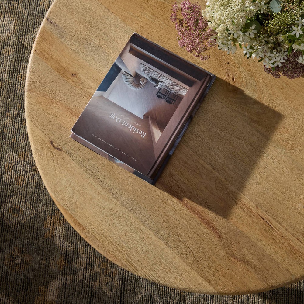 Daley Coastal Beach Natural Mango Round Coffee Table|