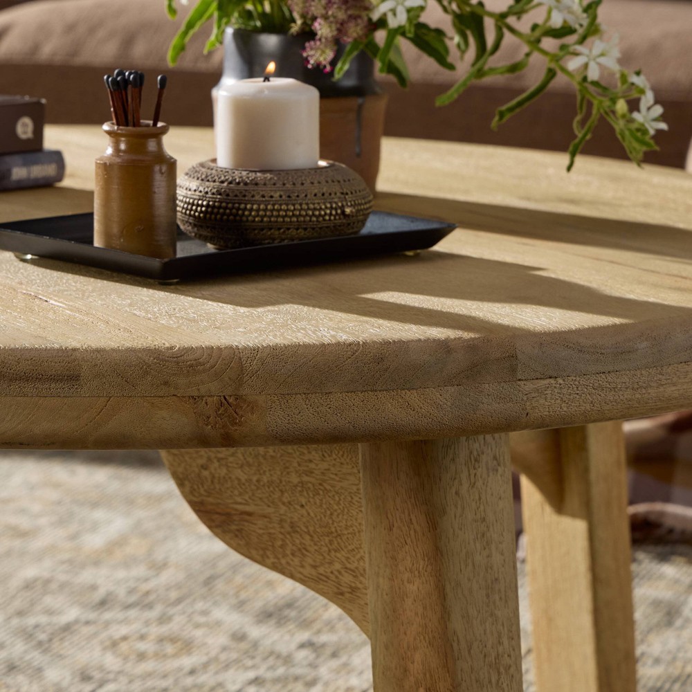 Daley Coastal Beach Natural Mango Round Coffee Table|