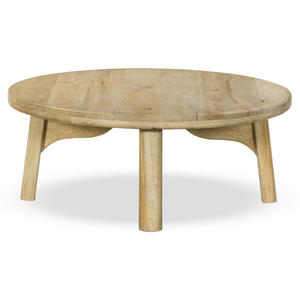 Daley Coastal Beach Natural Mango Round Coffee Table|