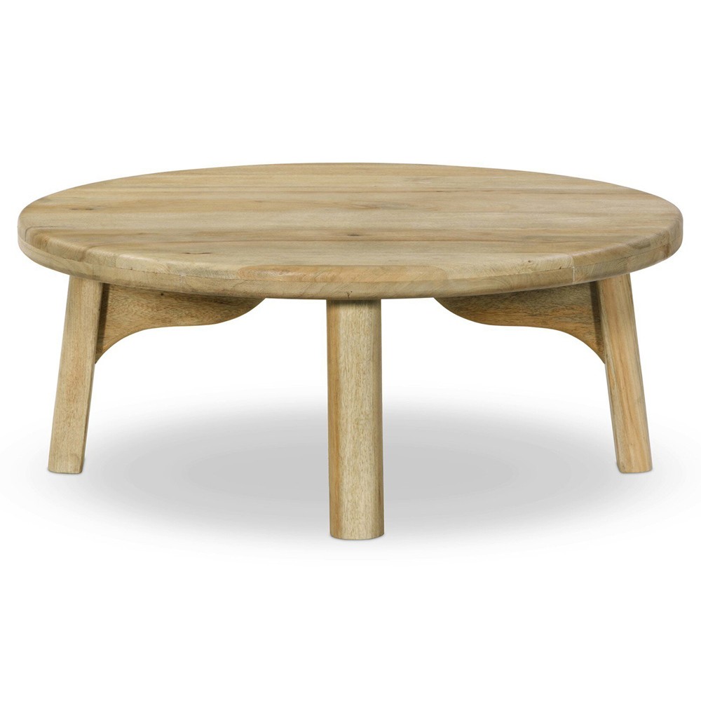 Daley Coastal Beach Natural Mango Round Coffee Table|