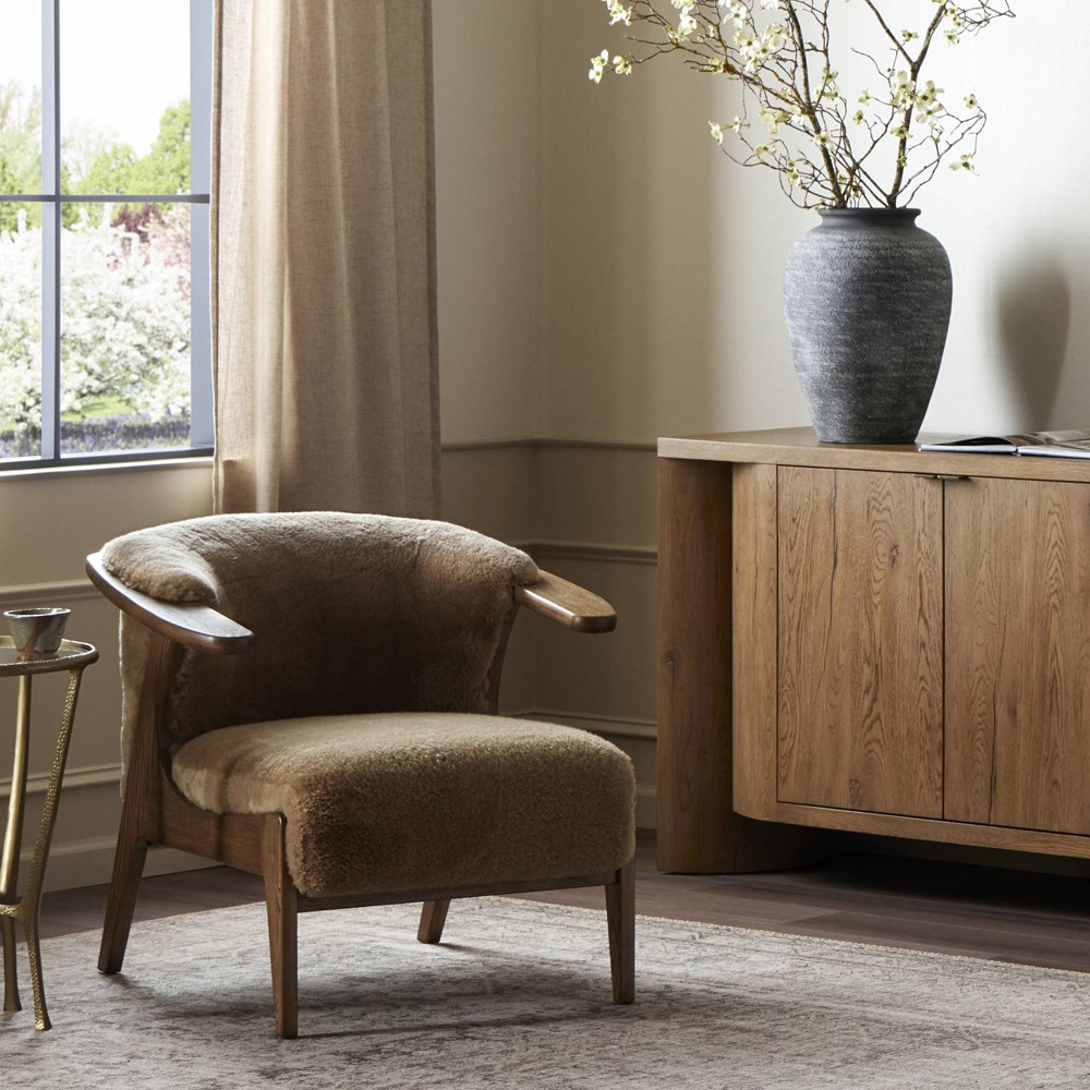 Fabian Modern Classic Brown Shearling Arm Chair|