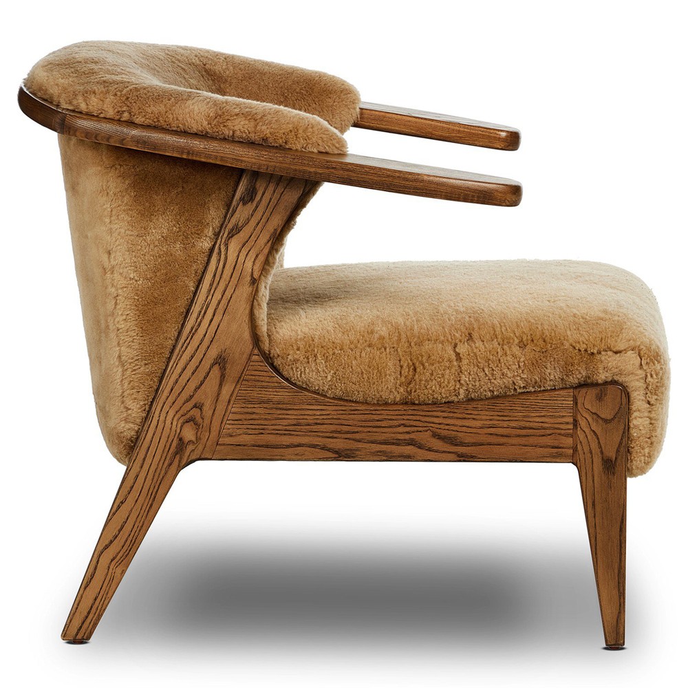 Fabian Modern Classic Brown Shearling Arm Chair|