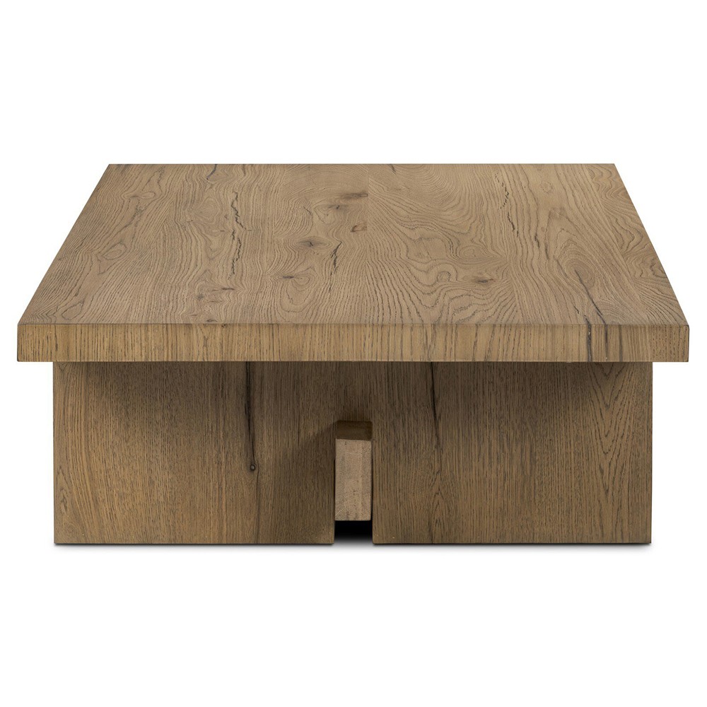 Delia Rustic Lodge Light Brown Oak Rectangular Coffee Table|