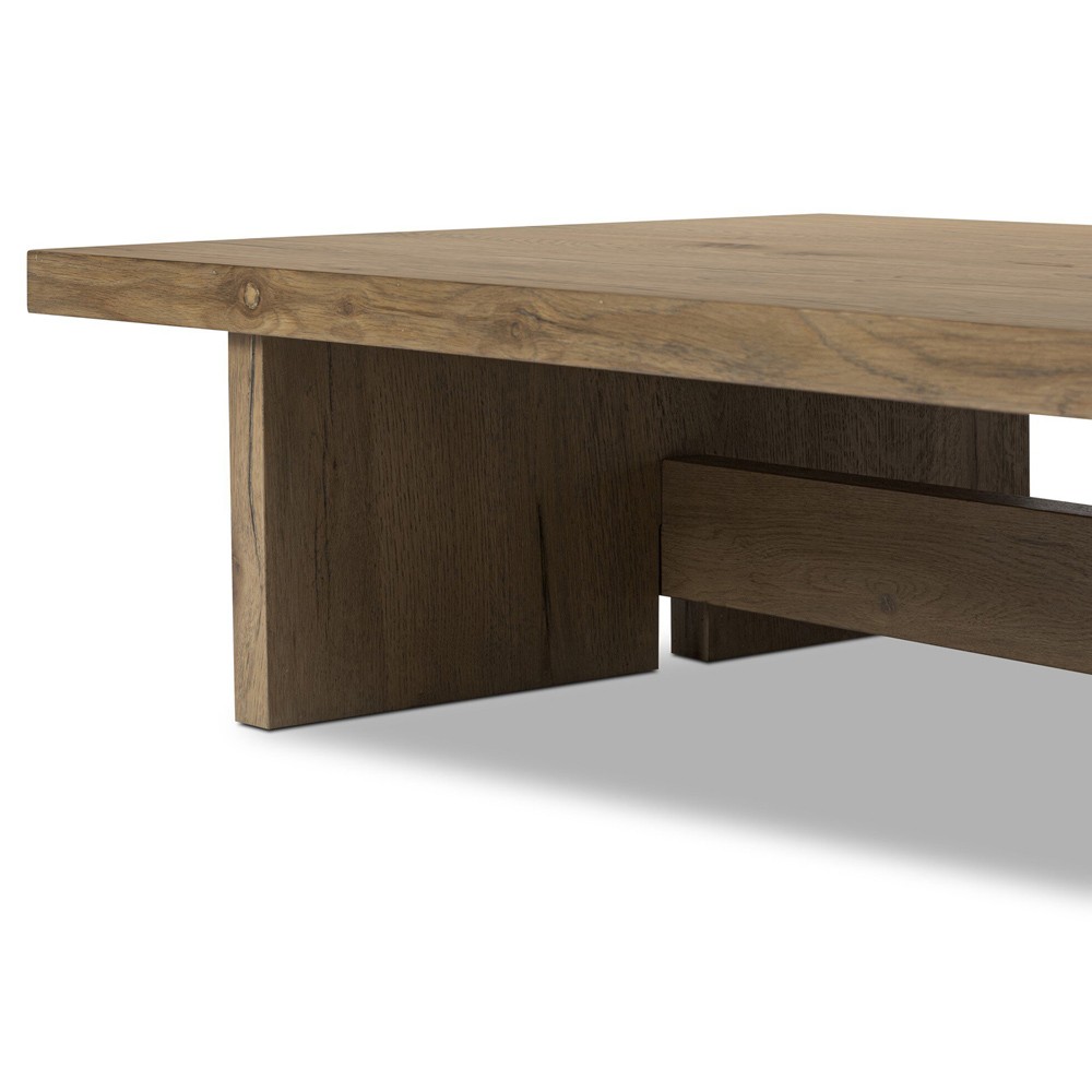 Delia Rustic Lodge Light Brown Oak Rectangular Coffee Table|