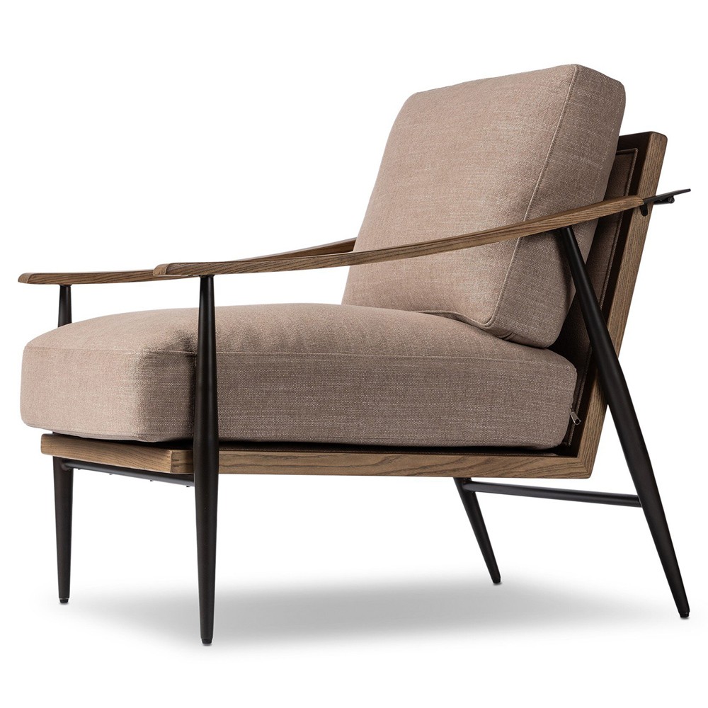 Jacoby Mid Century Modern Taupe Crypton Arm Chair|