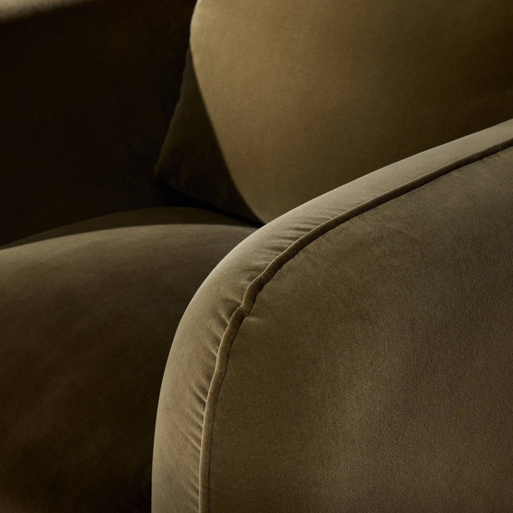 Malakai Modern Classic Olive Green Velvet Swivel Arm Chair|