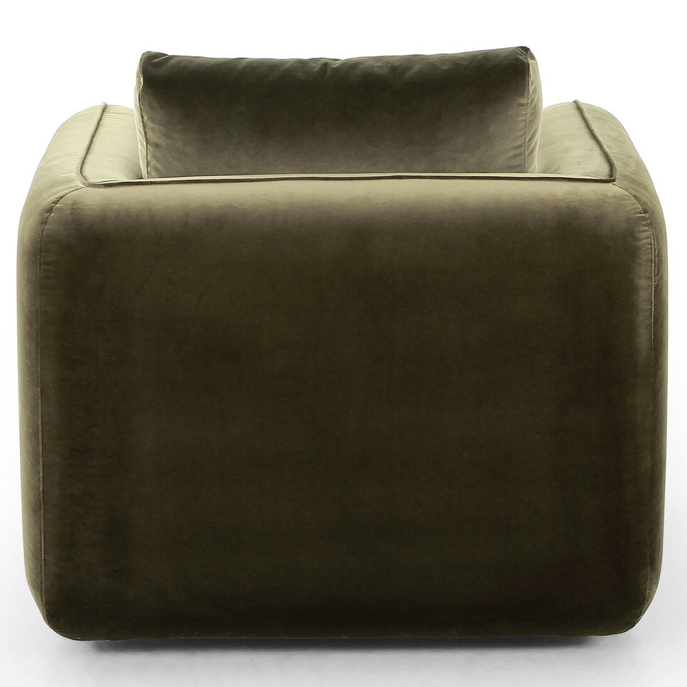 Malakai Modern Classic Olive Green Velvet Swivel Arm Chair|