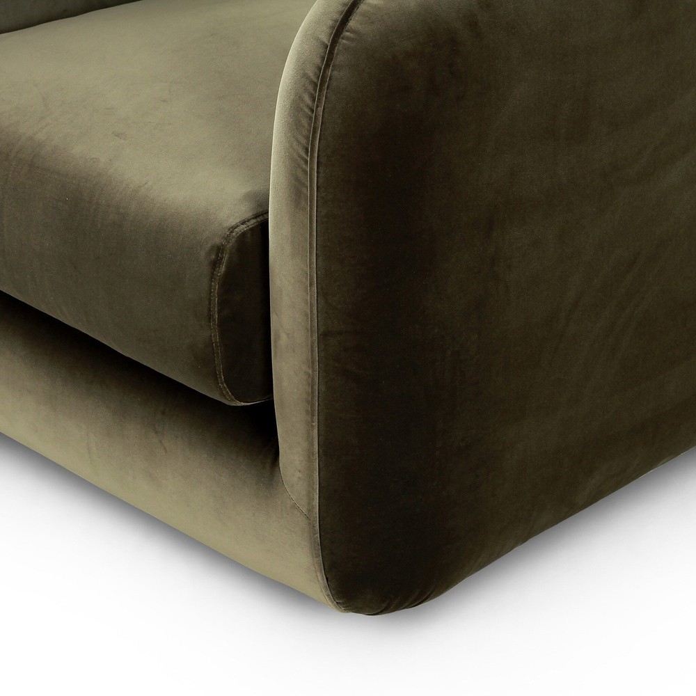 Malakai Modern Classic Olive Green Velvet Swivel Arm Chair|